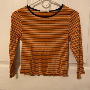 Yellow Long Sleeve Cropped Shirt, Size M